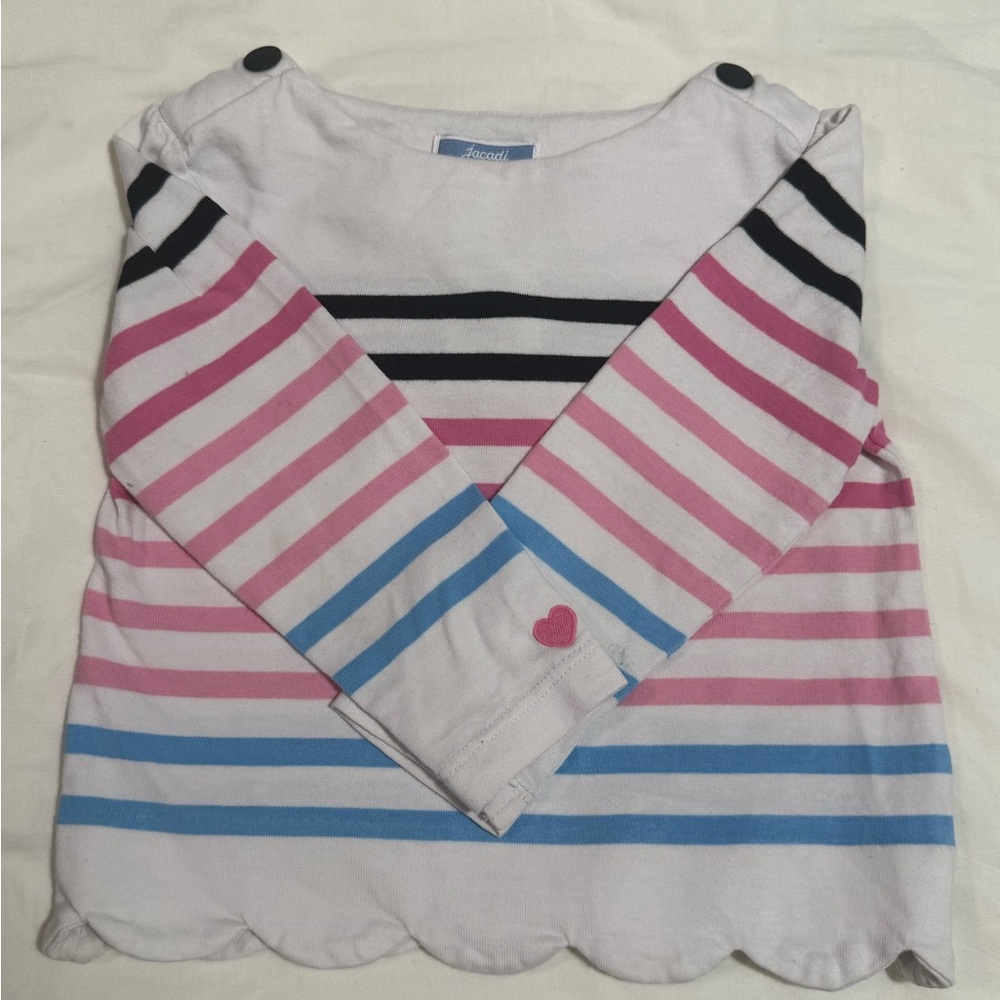 Jacadi 3/4 Length Sleeve Striped Tshirt 3 Years